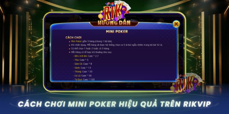 Mini Poker RIKVIP – Trải Nghiệm Game Bài Đầy Kịch Tính 2 Cach Choi Mini Poker Hieu Qua Tren Rikvip